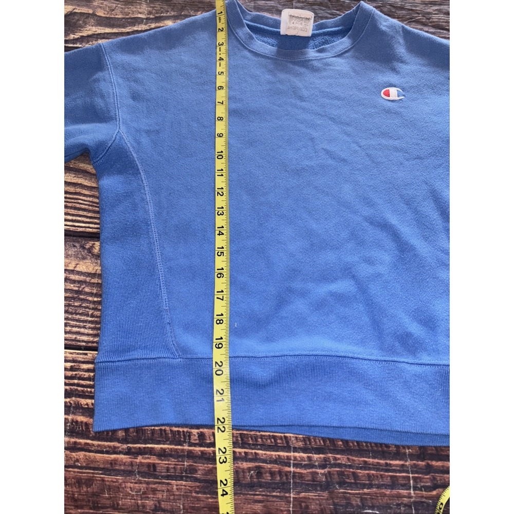 Vintage Champion Sweatshirt Small Reverse Weave Womens Blue Crew Neck Flaw - Picture 7 of 8